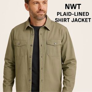 REALTREE Par Boston Traders Olive Green Flannel-Lined Canvas Shirt Jacket NWT S